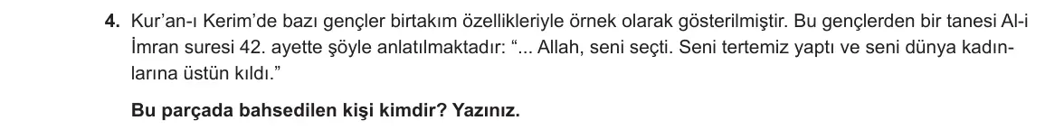 10. Sınıf Din Kültürü ve Ahlak Bilgisi 2023-2024 1. Dönem 2. Yazılı 1. Bölüm 4. Soru görseli