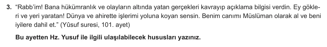 10. Sınıf Din Kültürü ve Ahlak Bilgisi 2023-2024 1. Dönem 2. Yazılı 2. Bölüm 3. Soru görseli