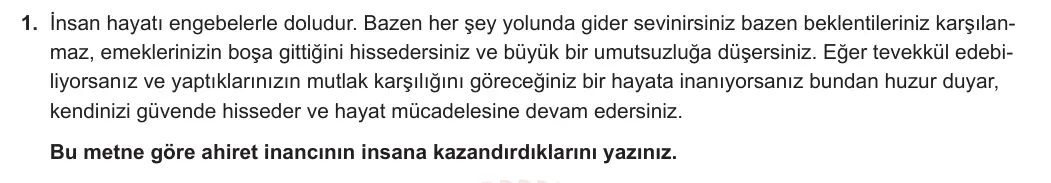 11. Sınıf Din Kültürü ve Ahlak Bilgisi 2023-2024 1. Dönem 2. Yazılı 2. Bölüm 1. Soru görseli