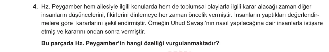 11. Sınıf Din Kültürü ve Ahlak Bilgisi 2023-2024 1. Dönem 2. Yazılı 2. Bölüm 4. Soru görseli