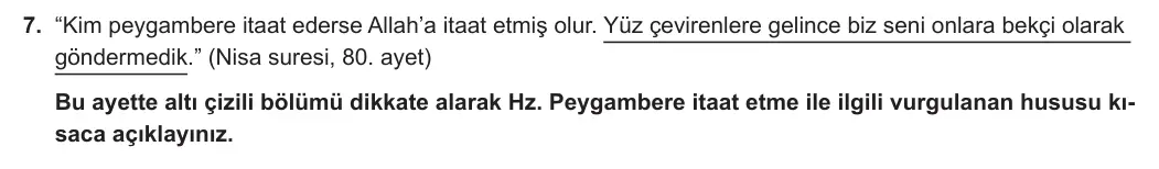 11. Sınıf Din Kültürü ve Ahlak Bilgisi 2023-2024 1. Dönem 2. Yazılı 2. Bölüm 7. Soru görseli