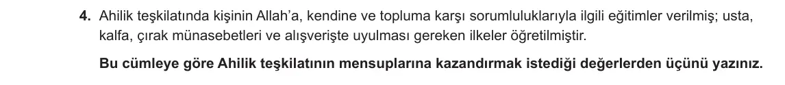 12. Sınıf Din Kültürü ve Ahlak Bilgisi 2023-2024 1. Dönem 2. Yazılı 2. Bölüm 4. Soru görseli