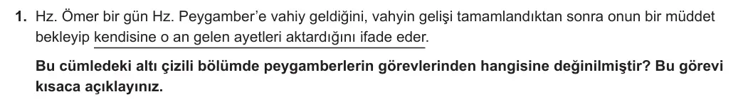 6. Sınıf Din Kültürü ve Ahlak Bilgisi 2023-2024 1. Dönem 2. Yazılı 1. Bölüm 1. Soru görseli