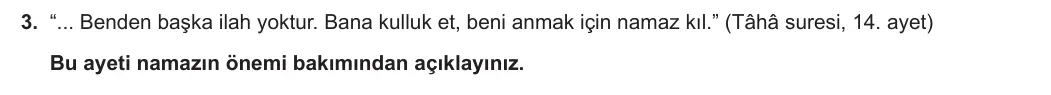 6. Sınıf Din Kültürü ve Ahlak Bilgisi 2023-2024 1. Dönem 2. Yazılı 1. Bölüm 3. Soru görseli