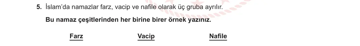 6. Sınıf Din Kültürü ve Ahlak Bilgisi 2023-2024 1. Dönem 2. Yazılı 1. Bölüm 5. Soru görseli