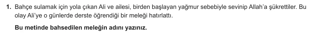7. Sınıf Din Kültürü ve Ahlak Bilgisi 2023-2024 1. Dönem 2. Yazılı 1. Bölüm 1. Soru görseli
