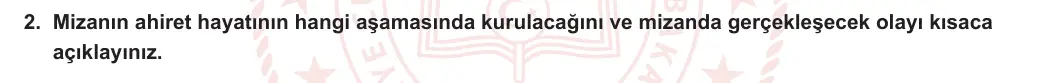 7. Sınıf Din Kültürü ve Ahlak Bilgisi 2023-2024 1. Dönem 2. Yazılı 1. Bölüm 2. Soru görseli