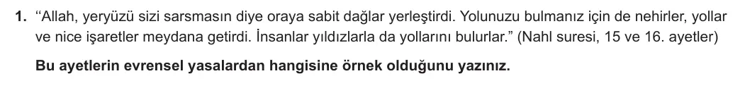 8. Sınıf Din Kültürü ve Ahlak Bilgisi 2023-2024 1. Dönem 2. Yazılı 2. Bölüm 1. Soru görseli