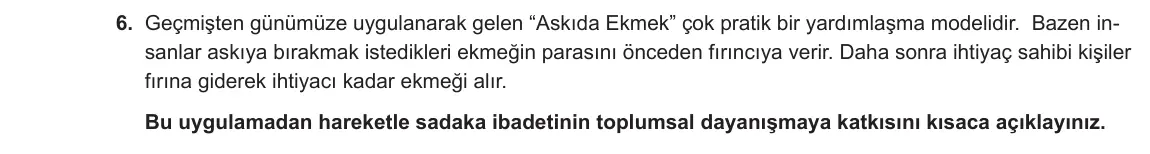 8. Sınıf Din Kültürü ve Ahlak Bilgisi 2023-2024 1. Dönem 2. Yazılı 2. Bölüm 6. Soru görseli