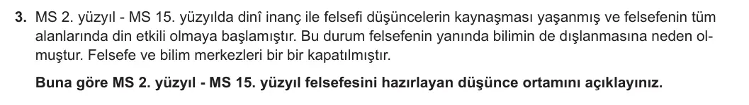 11. Sınıf Felsefe 2023-2024 1. Dönem 2. Yazılı 1. Bölüm 3. Soru görseli