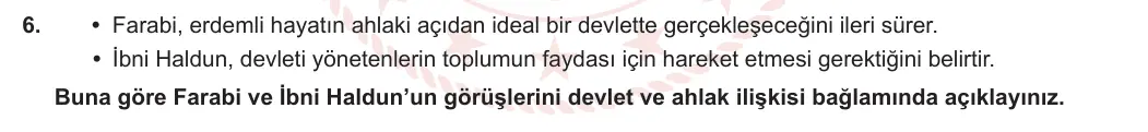 11. Sınıf Felsefe 2023-2024 1. Dönem 2. Yazılı 1. Bölüm 6. Soru görseli