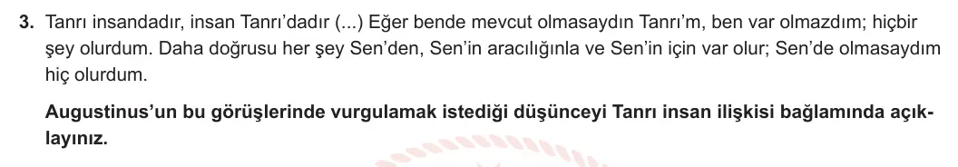 11. Sınıf Felsefe 2023-2024 1. Dönem 2. Yazılı 2. Bölüm 3. Soru görseli