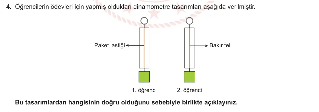 5. Sınıf Fen Bilimleri 2023-2024 1. Dönem 2. Yazılı 1. Bölüm 4. Soru görseli