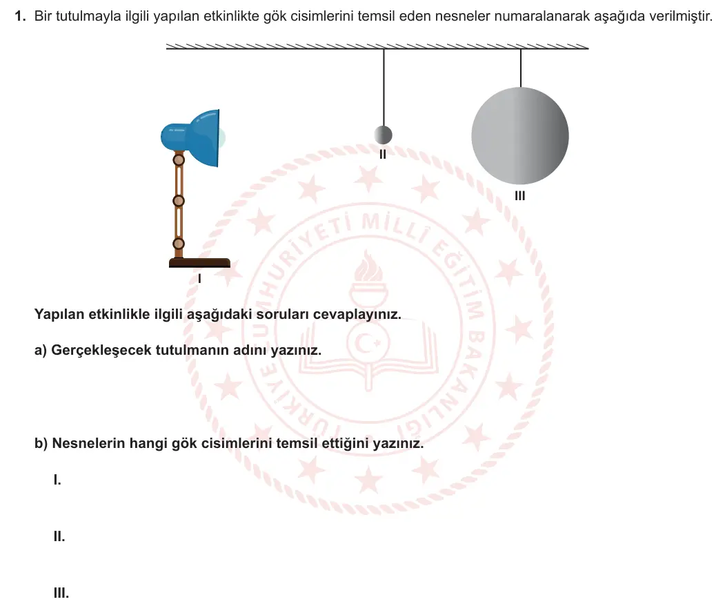 6. Sınıf Fen Bilimleri 2023-2024 1. Dönem 2. Yazılı 1. Bölüm 1. Soru görseli