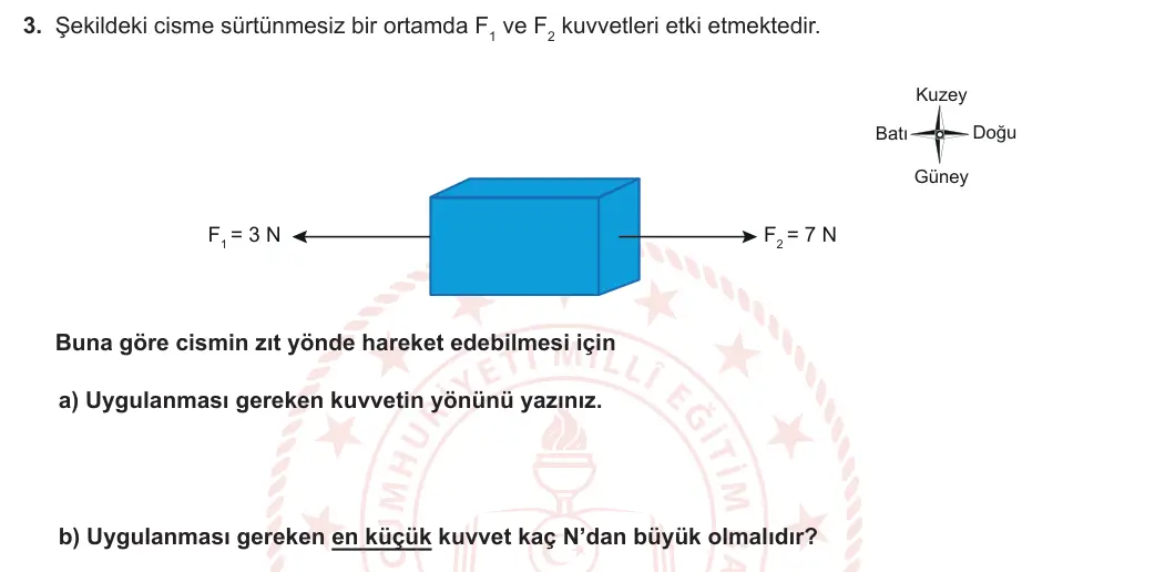 6. Sınıf Fen Bilimleri 2023-2024 1. Dönem 2. Yazılı 2. Bölüm 3. Soru görseli