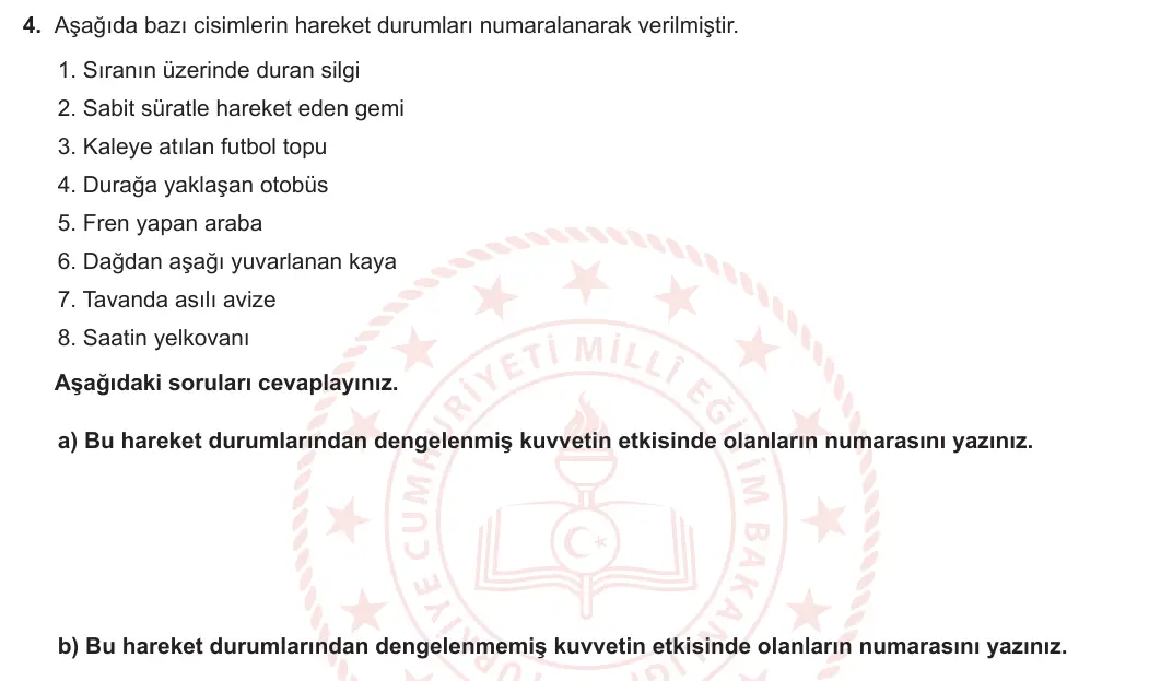 6. Sınıf Fen Bilimleri 2023-2024 1. Dönem 2. Yazılı 2. Bölüm 4. Soru görseli (1/2)