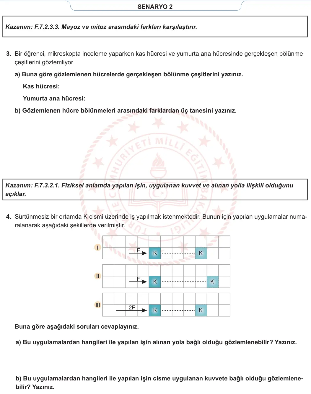 7. Sınıf Fen Bilimleri 2023-2024 1. Dönem 2. Yazılı 2. Bölüm 2. Soru görseli (2/2)