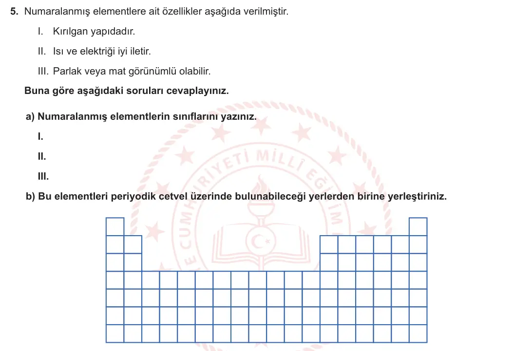 8. Sınıf Fen Bilimleri 2023-2024 1. Dönem 2. Yazılı 2. Bölüm 5. Soru görseli