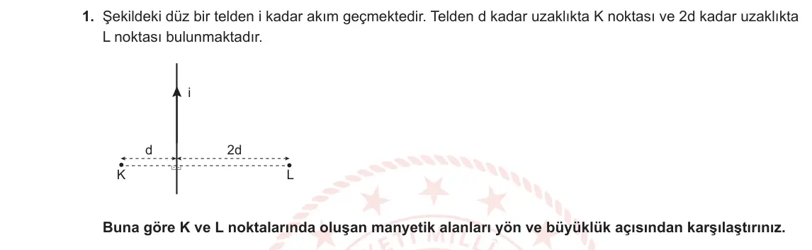 10. Sınıf Fizik 2023-2024 1. Dönem 2. Yazılı 1. Bölüm 1. Soru görseli