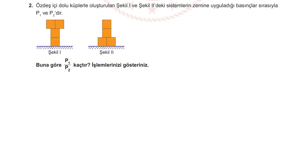 10. Sınıf Fizik 2023-2024 1. Dönem 2. Yazılı 1. Bölüm 2. Soru görseli