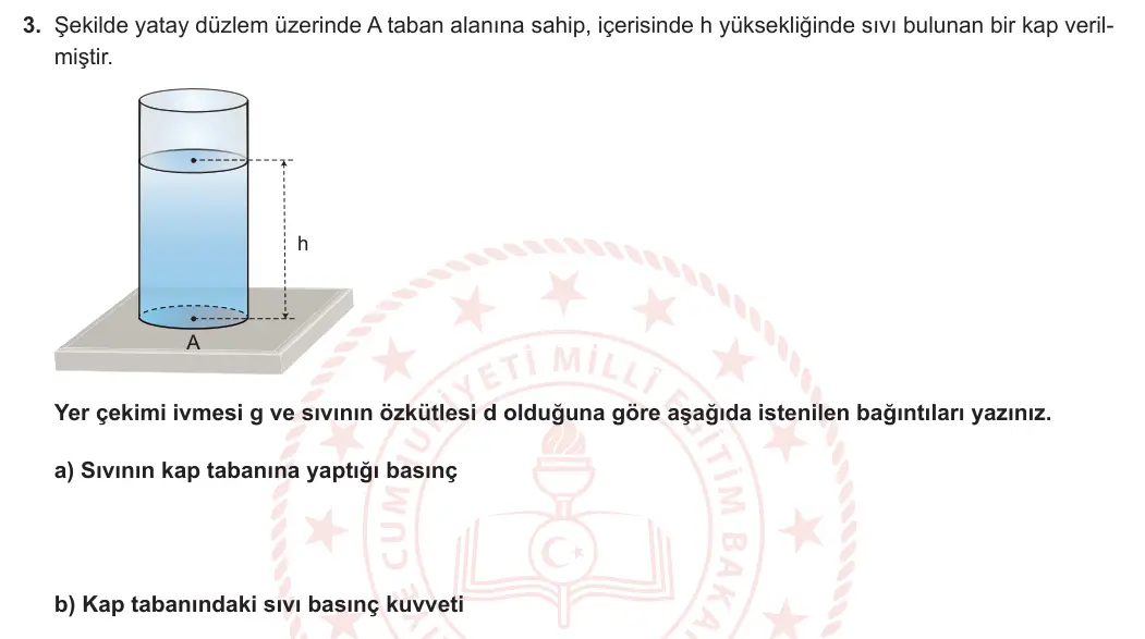 10. Sınıf Fizik 2023-2024 1. Dönem 2. Yazılı 2. Bölüm 3. Soru görseli