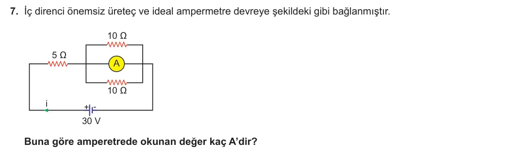 10. Sınıf Fizik 2023-2024 1. Dönem 2. Yazılı 2. Bölüm 7. Soru görseli