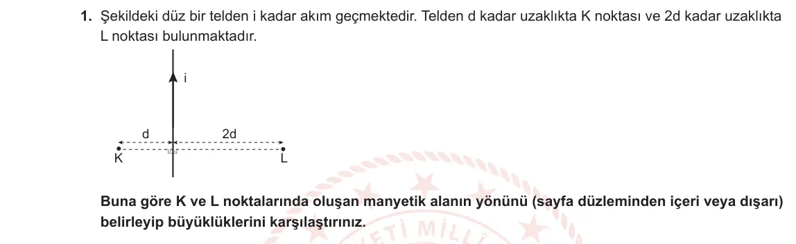 10. Sınıf Fizik 2023-2024 1. Dönem 2. Yazılı 3. Bölüm 1. Soru görseli
