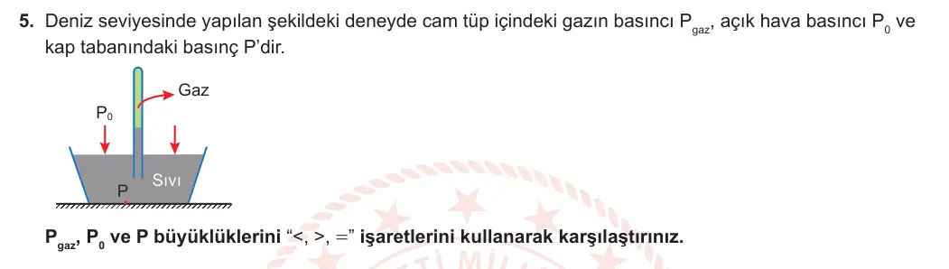 10. Sınıf Fizik 2023-2024 1. Dönem 2. Yazılı 3. Bölüm 5. Soru görseli