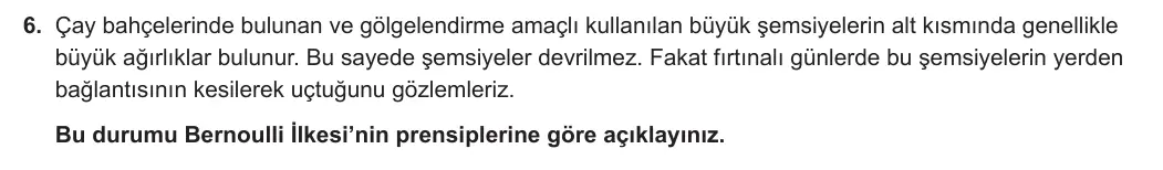 10. Sınıf Fizik 2023-2024 1. Dönem 2. Yazılı 3. Bölüm 6. Soru görseli