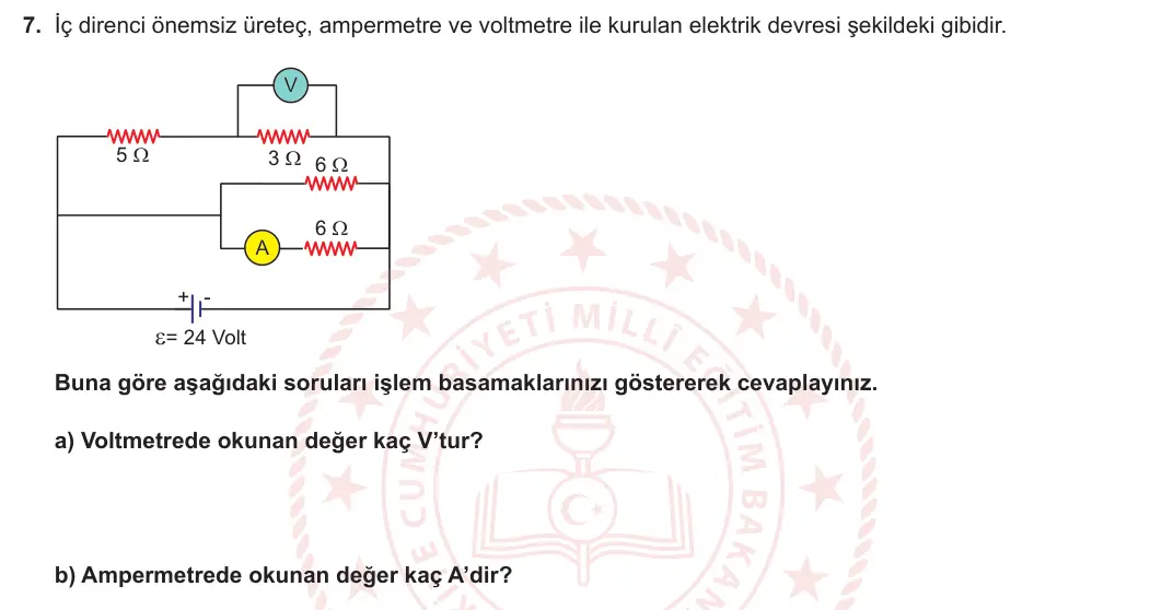 10. Sınıf Fizik 2023-2024 1. Dönem 2. Yazılı 3. Bölüm 7. Soru görseli