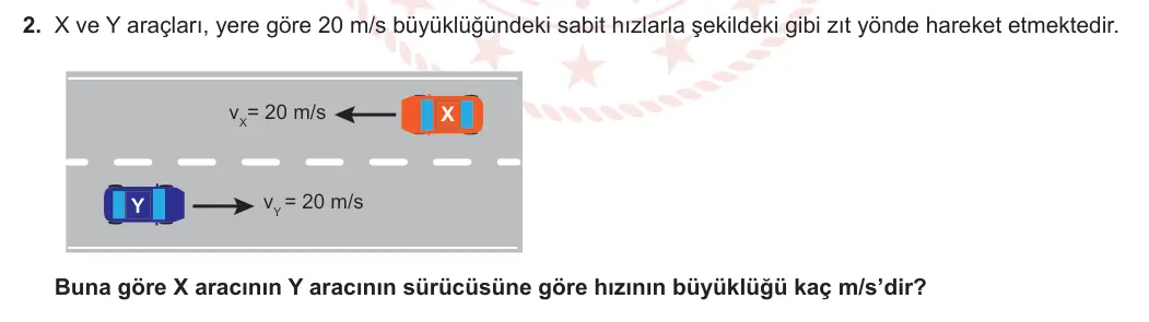 11. Sınıf Fizik 2023-2024 1. Dönem 2. Yazılı 1. Bölüm 2. Soru görseli