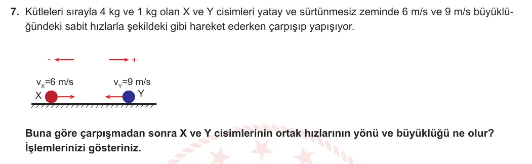 11. Sınıf Fizik 2023-2024 1. Dönem 2. Yazılı 1. Bölüm 7. Soru görseli