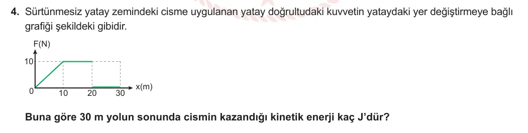 11. Sınıf Fizik 2023-2024 1. Dönem 2. Yazılı 2. Bölüm 4. Soru görseli