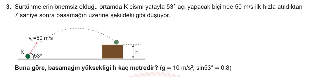 11. Sınıf Fizik 2023-2024 1. Dönem 2. Yazılı 3. Bölüm 3. Soru görseli
