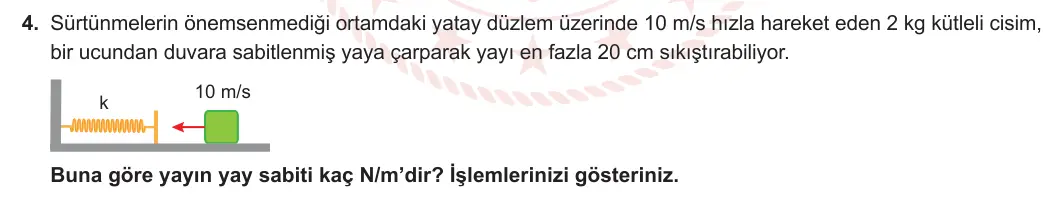 11. Sınıf Fizik 2023-2024 1. Dönem 2. Yazılı 3. Bölüm 4. Soru görseli