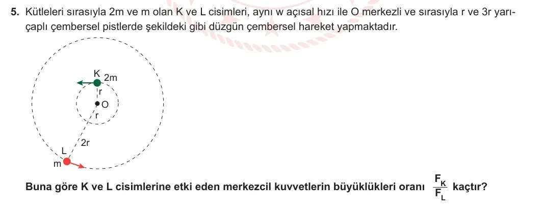 12. Sınıf Fizik 2023-2024 1. Dönem 2. Yazılı 1. Bölüm 5. Soru görseli