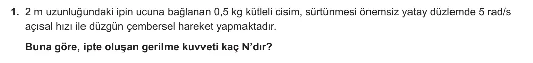 12. Sınıf Fizik 2023-2024 1. Dönem 2. Yazılı 2. Bölüm 1. Soru görseli