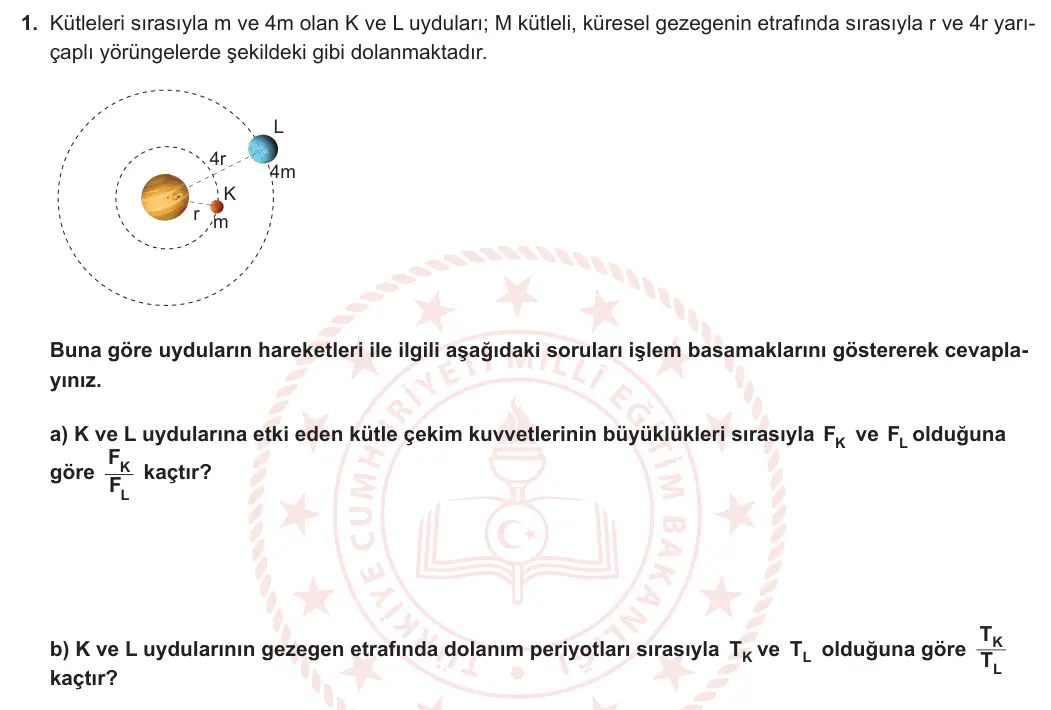 12. Sınıf Fizik 2023-2024 1. Dönem 2. Yazılı 3. Bölüm 1. Soru görseli