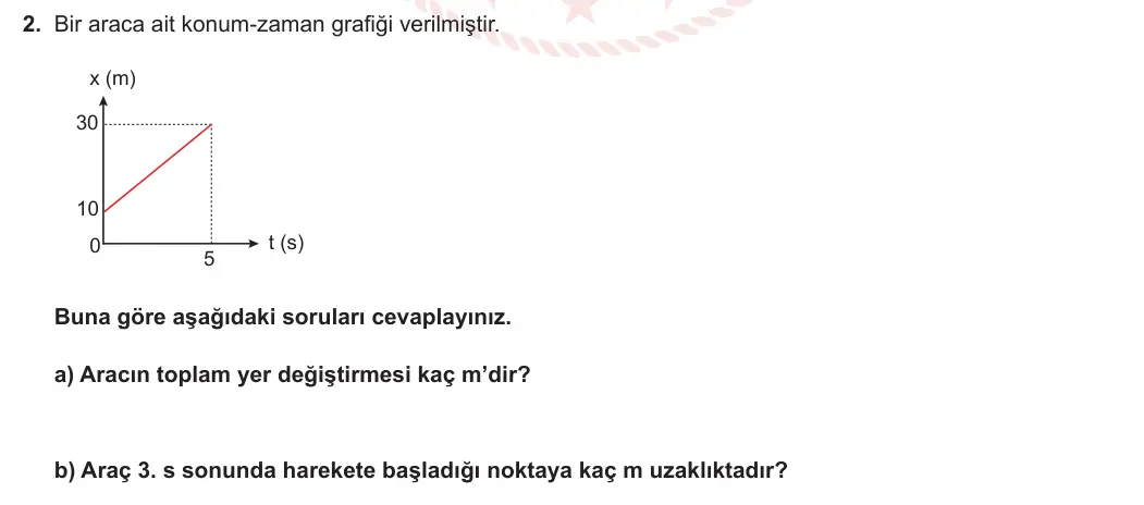 9. Sınıf Fizik 2023-2024 1. Dönem 2. Yazılı 2. Bölüm 2. Soru görseli