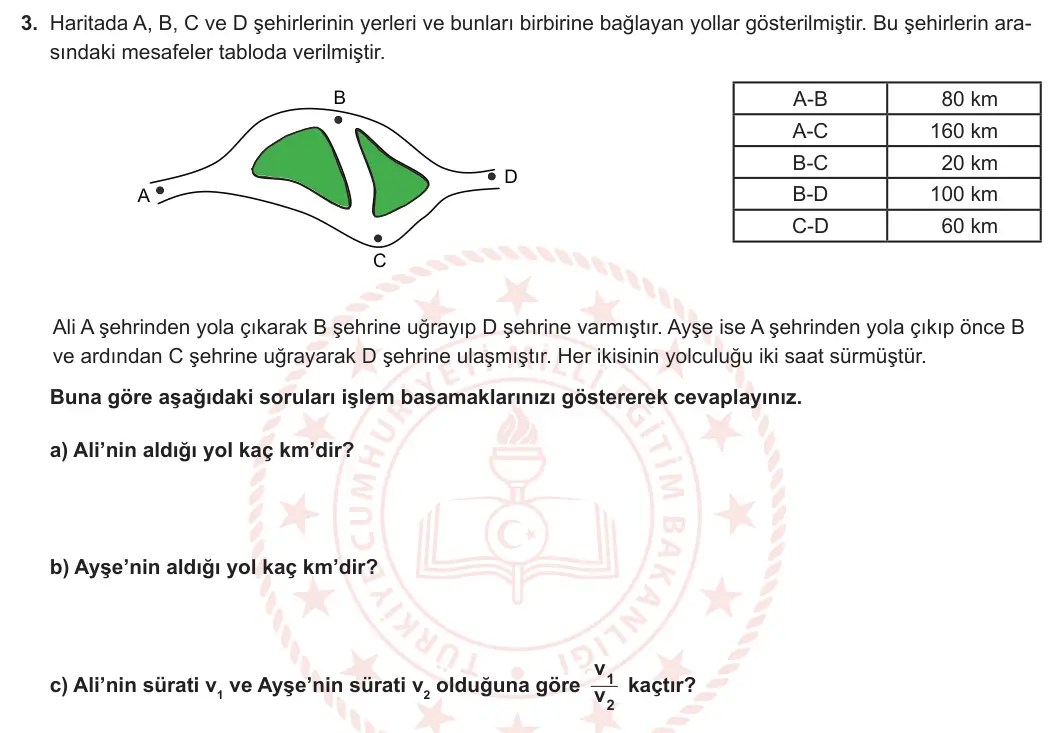 9. Sınıf Fizik 2023-2024 1. Dönem 2. Yazılı 2. Bölüm 3. Soru görseli