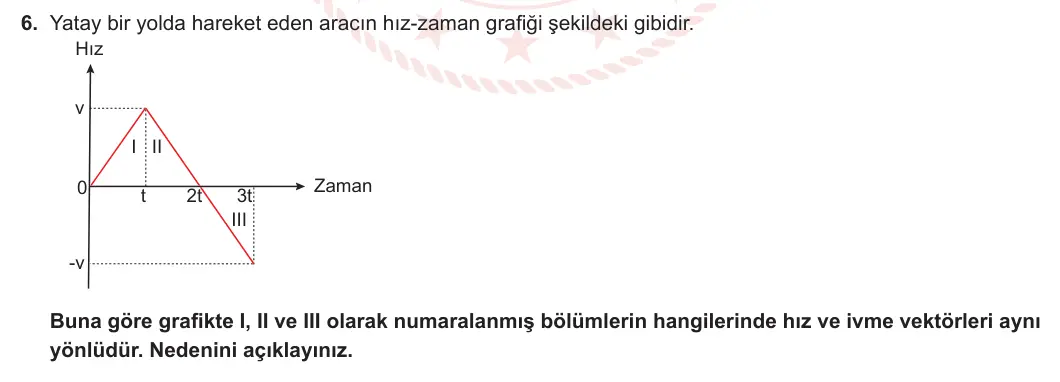 9. Sınıf Fizik 2023-2024 1. Dönem 2. Yazılı 3. Bölüm 6. Soru görseli