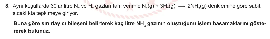 10. Sınıf Kimya 2023-2024 1. Dönem 2. Yazılı 1. Bölüm 8. Soru görseli