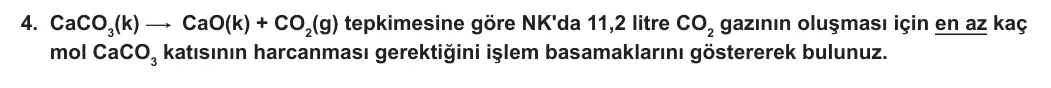 10. Sınıf Kimya 2023-2024 1. Dönem 2. Yazılı 2. Bölüm 4. Soru görseli