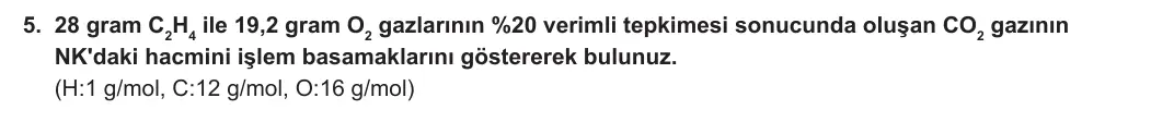10. Sınıf Kimya 2023-2024 1. Dönem 2. Yazılı 3. Bölüm 5. Soru görseli