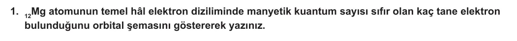 11. Sınıf Kimya 2023-2024 1. Dönem 2. Yazılı 1. Bölüm 1. Soru görseli