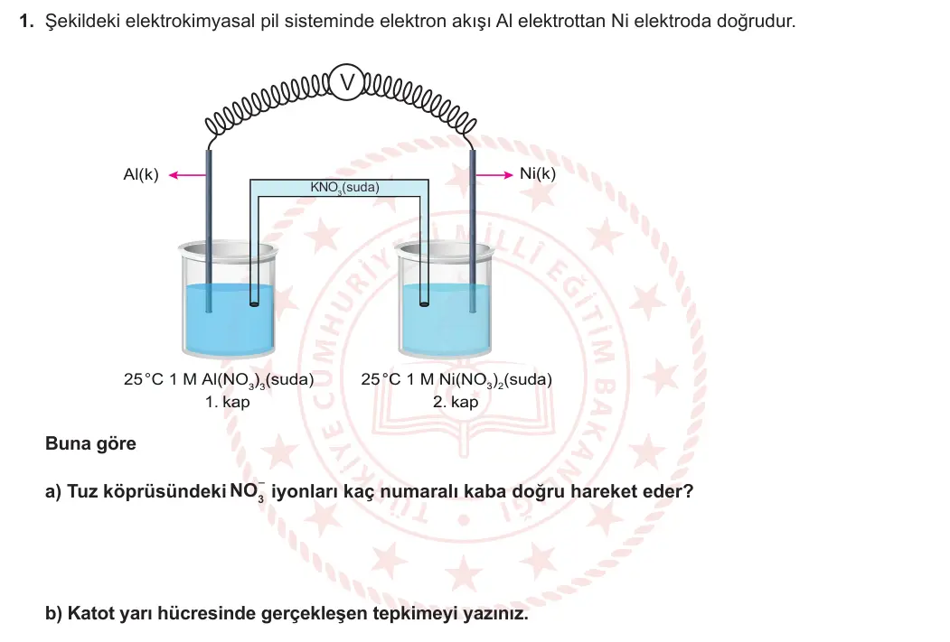 12. Sınıf Kimya 2023-2024 1. Dönem 2. Yazılı 1. Bölüm 1. Soru görseli