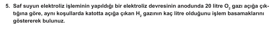 12. Sınıf Kimya 2023-2024 1. Dönem 2. Yazılı 1. Bölüm 5. Soru görseli