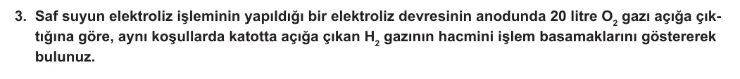 12. Sınıf Kimya 2023-2024 1. Dönem 2. Yazılı 2. Bölüm 3. Soru görseli
