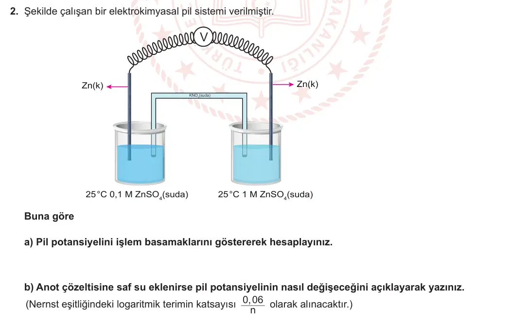 12. Sınıf Kimya 2023-2024 1. Dönem 2. Yazılı 3. Bölüm 2. Soru görseli