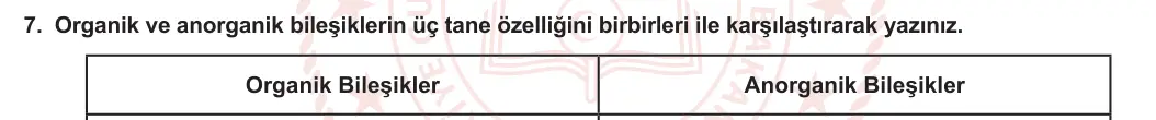 12. Sınıf Kimya 2023-2024 1. Dönem 2. Yazılı 3. Bölüm 7. Soru görseli